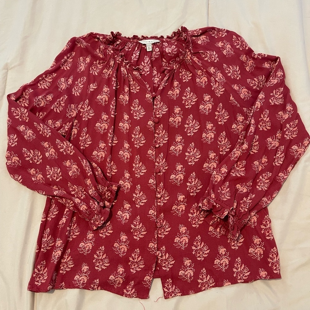 Lucky Brand Red Floral Women's Top XS